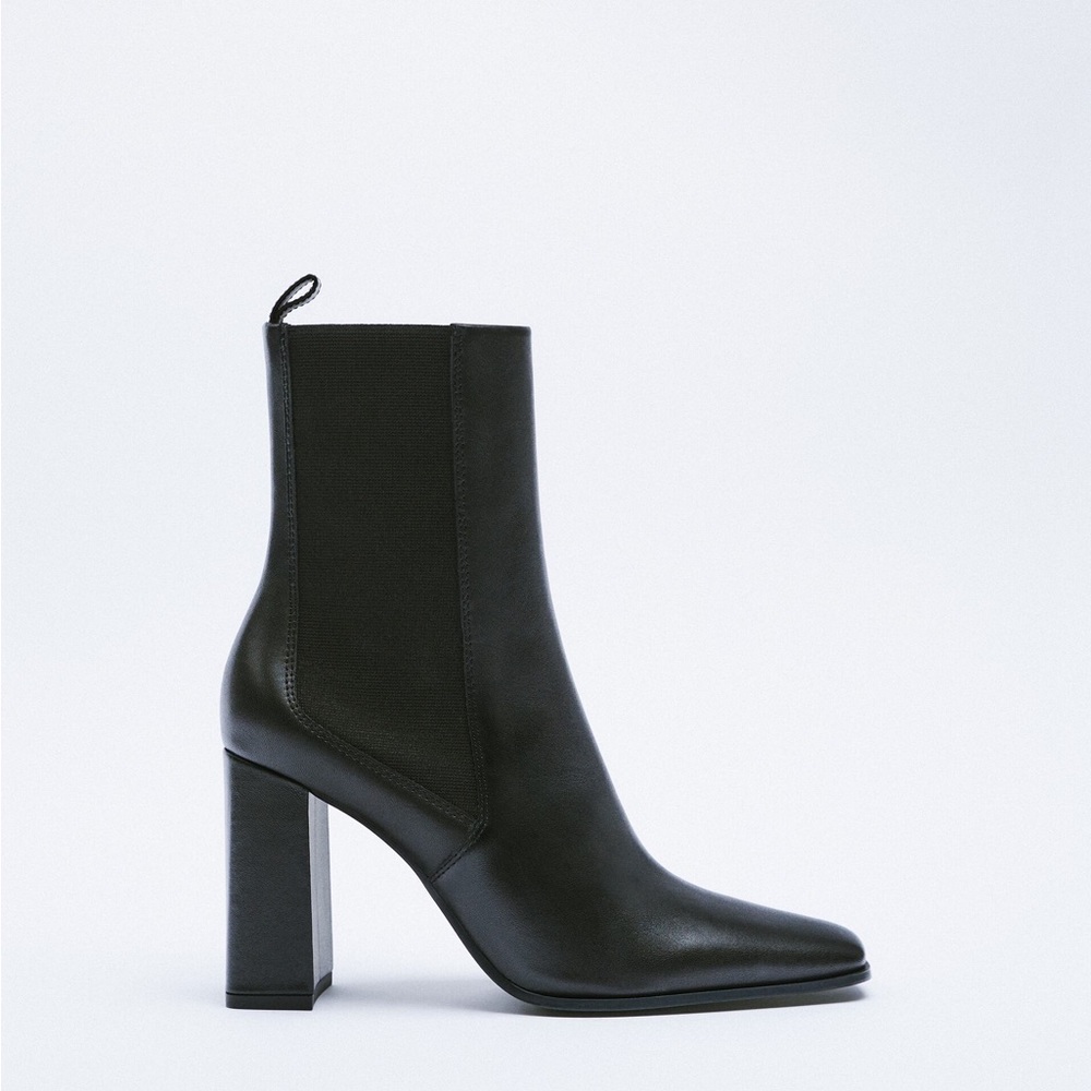 ZARA HEELED LEATHER ANKLE BOOTS NWT SIZE 6.5